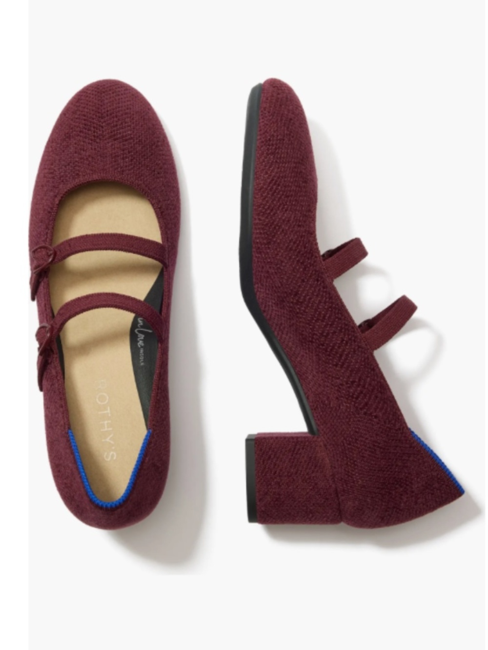 Rothy's The ReVelvet Double Buckle Mary Jane Heel in Syruh Size 11 NWT
